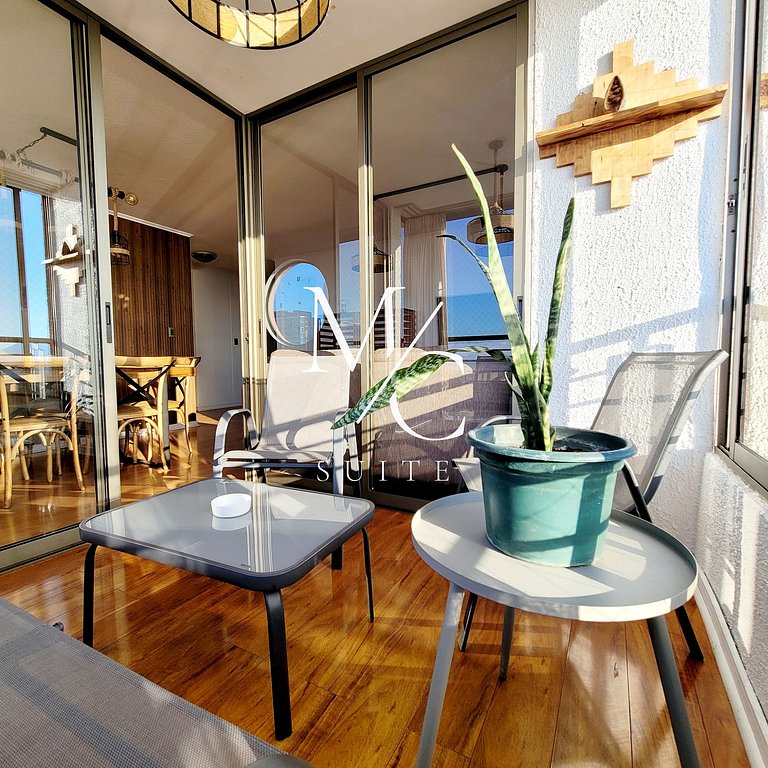 Exclusivo Depto Central de 3 Hab. Hermosa Vista al Mar. Wifi
