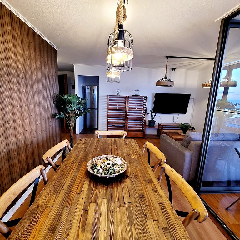 Exclusivo Depto Central de 3 Hab. Hermosa Vista al Mar. Wifi